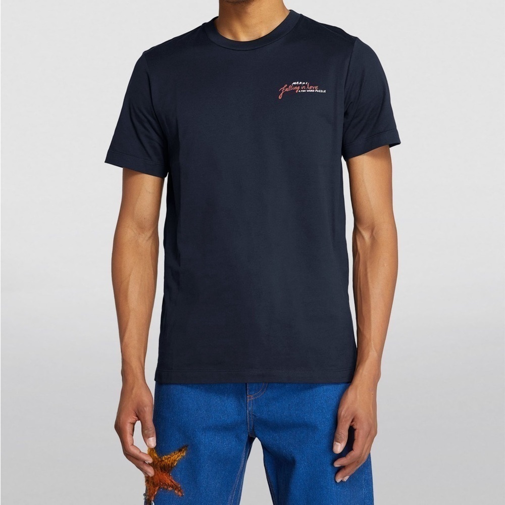 MARNI Heart Word Puzzle T-Shirt BlueBlack